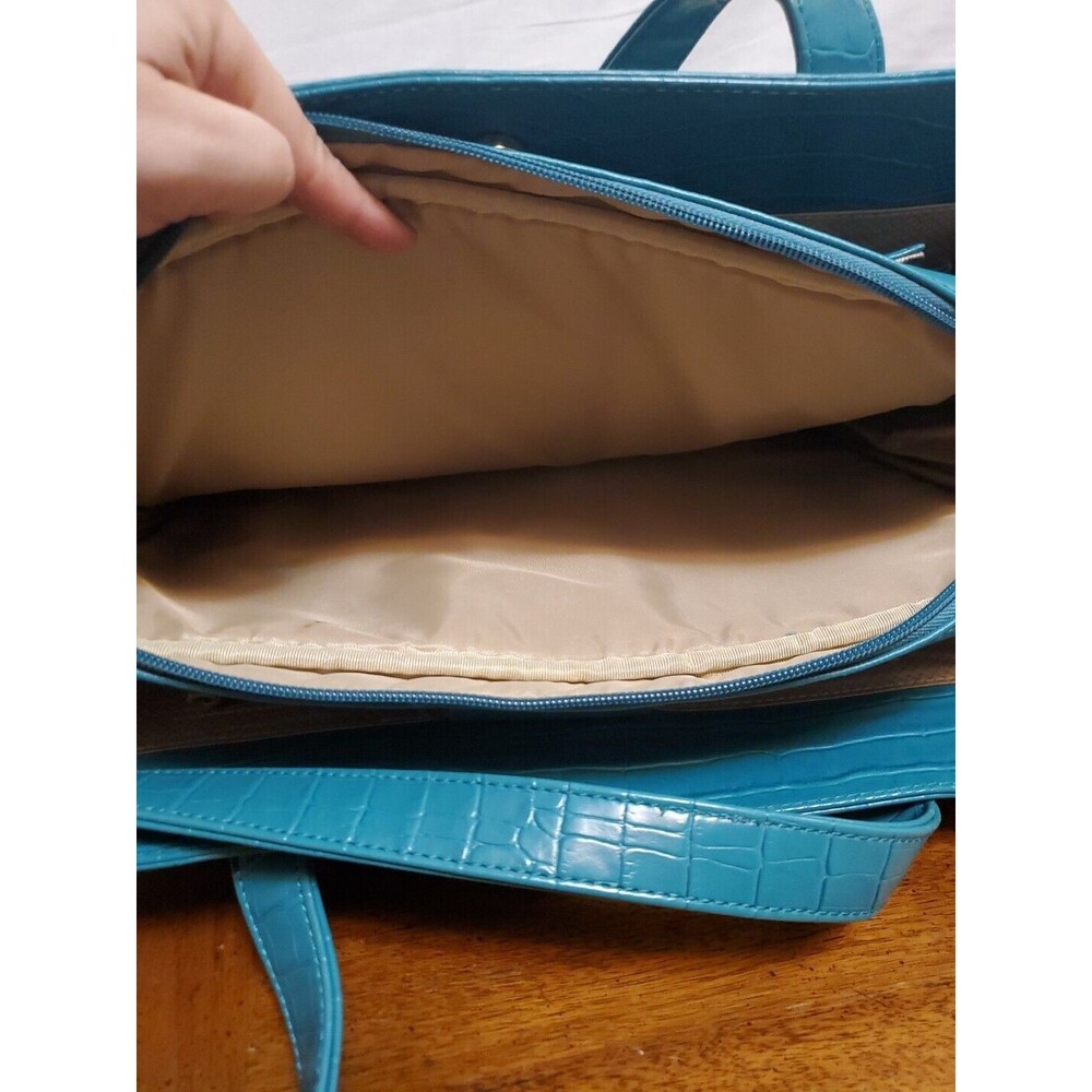Buxton Turquoise Genuine Leather Reno Laptop Business Woman Travel Tote Large - Picture 7 of 12